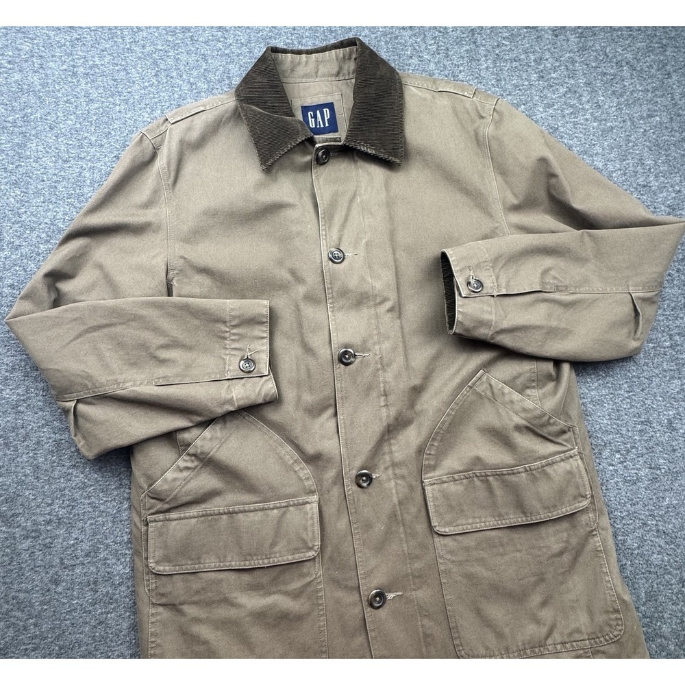GAP Jacket Mens Sz L Brown Barn Chore Coat‎ Outdoor Corduroy Collar VTG Button